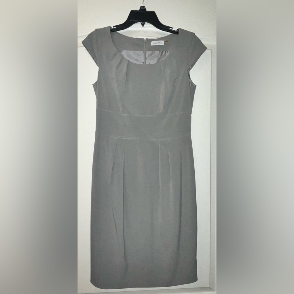 Calvin Klein gray zipper sheath dress (4)
